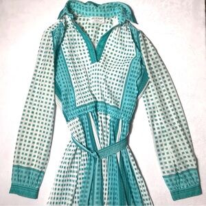 Vintage 70’s Chic Teal and White Women's Dress